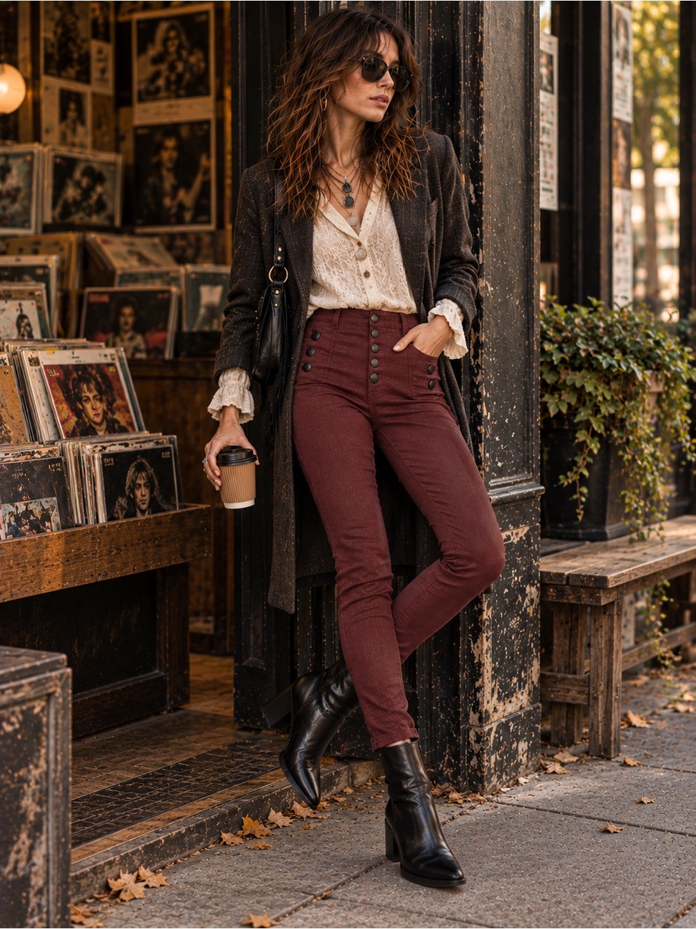 J Brand Natasha Coated Skinny Jeans Oxblood Burgundy Button Fly 28
